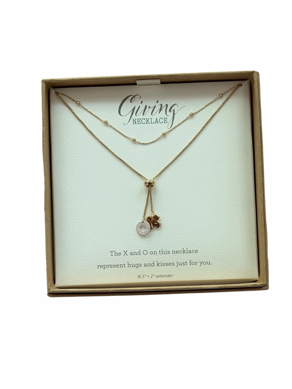NWT Demdaco Layered Gold-Tone Giving Necklace with X and O Charms 3 ways to wear